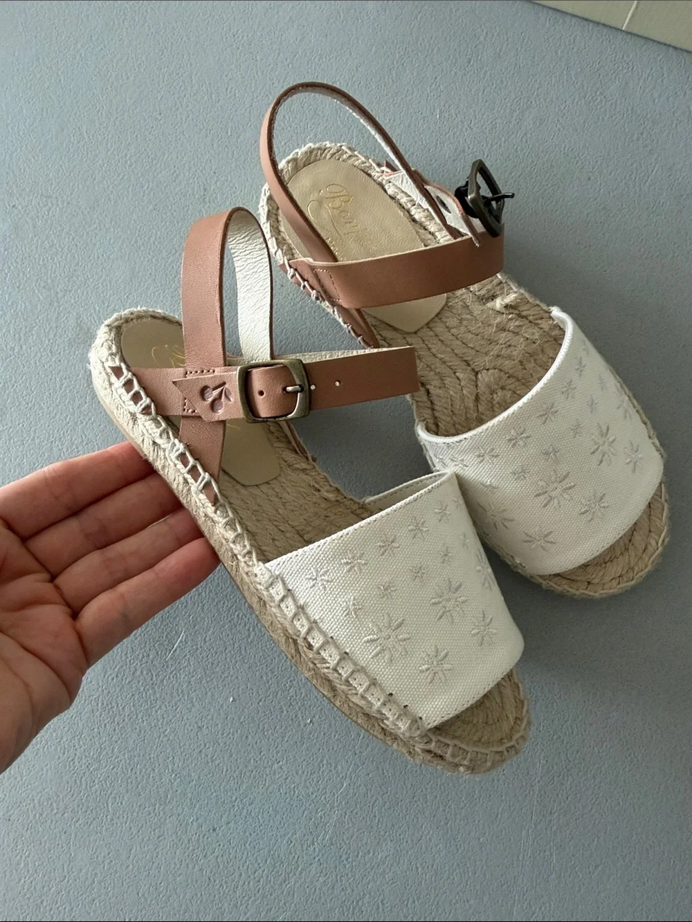 Bonpoint Little Girls White & Tan Espadrille Sandals
